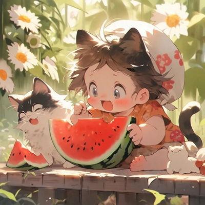 吃瓜卡通情头,甜蜜互动，趣味满满的爱情故事